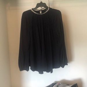 Navy Long Sleeve Blouse